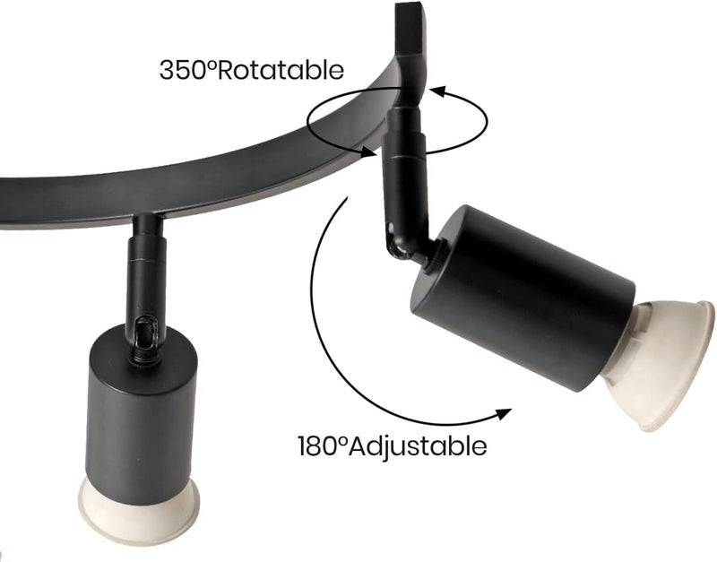 SEEBLEN 6 Light Track Lighting Fixtures Ceiling, Flexibly Rotatable Light Heads, Black Semi Flush Mount Ceiling Light for Kitchen Dining Room Living Room.Gu10 Bulb Base. - Image 3